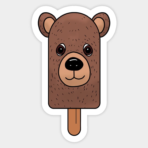 Animal Popsicle Brown Bear Ice Cream Summer Gift Sticker by Mesyo